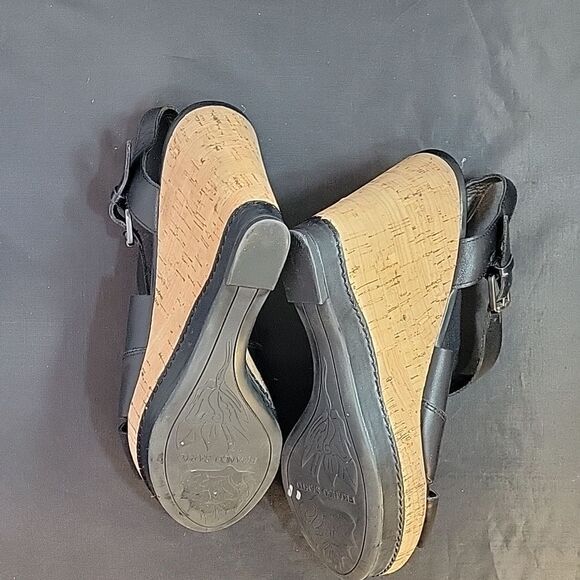 FRANCO SARTO WEDGE ADJUSTABLE BUCKLE ANKLE CRISSCROSS STRAP OPEN TOE SANDAL - Picture 12 of 14